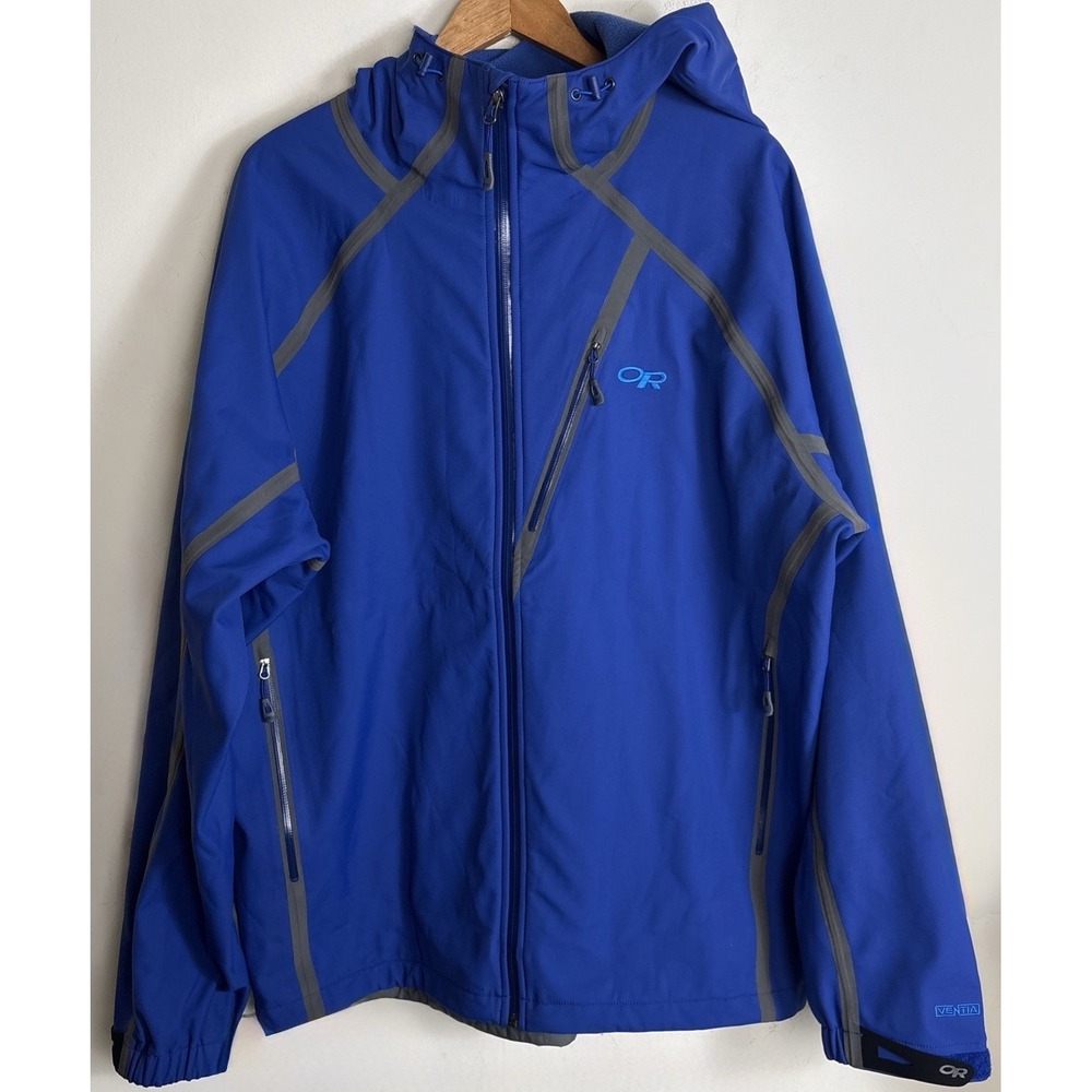 Outdoor Research Mithril Venetia Hooded Jacket Men XXL Blue Softshell Waterproof